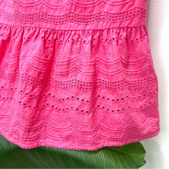 HALEY & THE HOUND Pink Eyelet Cap Sleeve Peplum Top Blouse Size XS - Picture 5 of 9